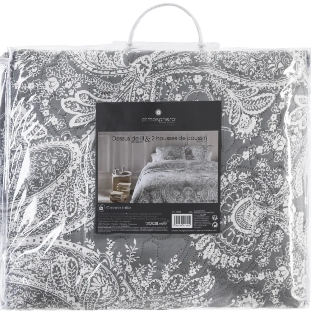 Atmosphera Dessus De Lit Marie Avec 2 Taies Gris Clair 240X260Cm- Couvre-Lits, Boutis Et Edredons