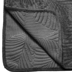 Atmosphera Dessus Lit Velours Feuille Gris Fonce 240X260Cm- Couvre-Lits, Boutis Et Edredons