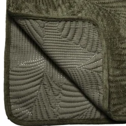 Atmosphera Dessus Lit Velours Feuille Kaki 240X260Cm- Couvre-Lits, Boutis Et Edredons