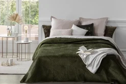 Atmosphera Dessus Lit Velours Feuille Kaki 240X260Cm- Couvre-Lits, Boutis Et Edredons