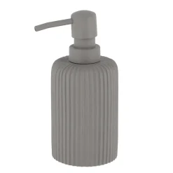 Accessoires De Salle De Bain|* Distributeur A Savon Arrondi Strie Polyresine 230Ml Gris