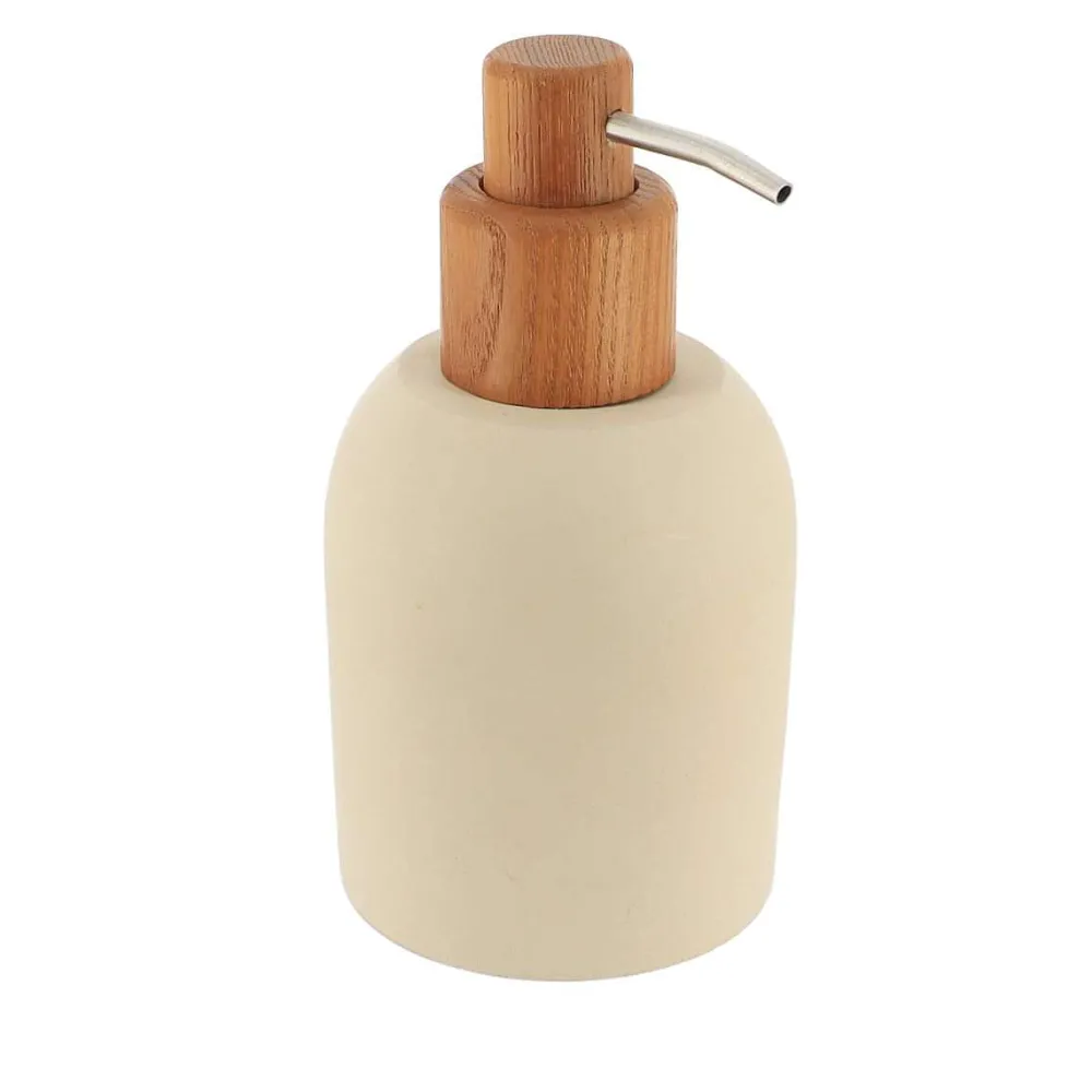 Accessoires De Salle De Bain|* Distributeur A Savon Ciment Aspect Brut Acacia 230Ml Beige