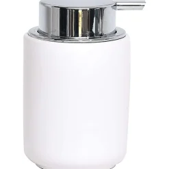 Accessoires De Salle De Bain|* Distributeur A Savon Dolomite Rond Pompe Chrome Blanc