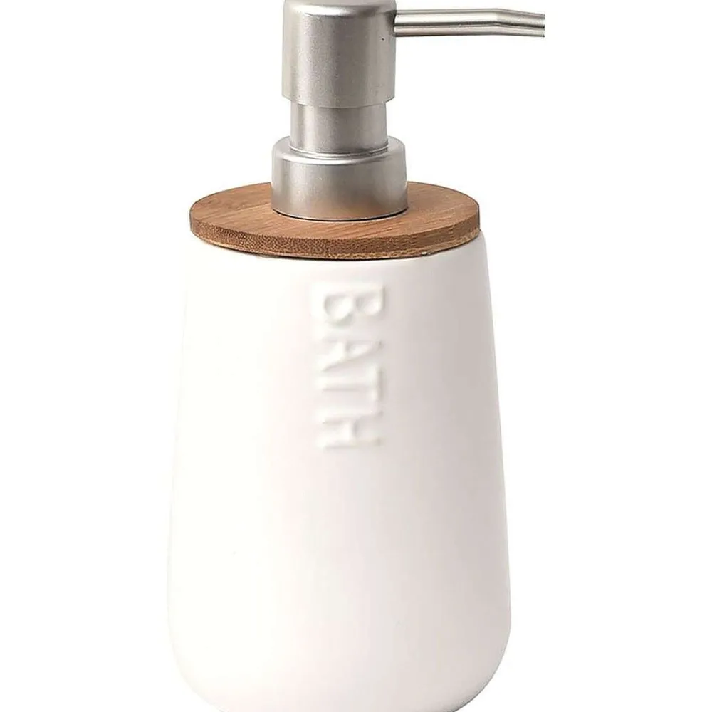 Accessoires De Salle De Bain|* Distributeur A Savon Dolomite Rond Bath Blanc Bambou