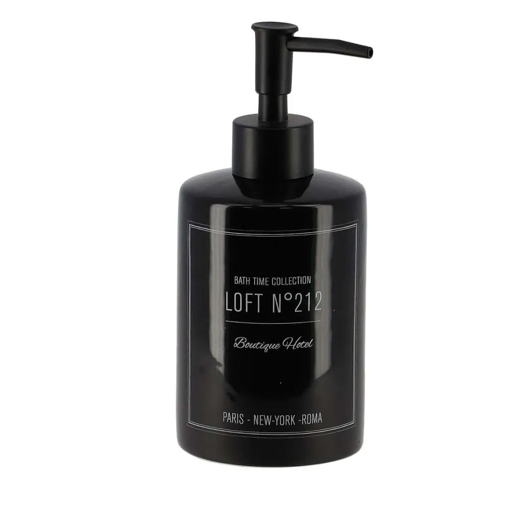 Accessoires De Salle De Bain|* Distributeur A Savon Dolomite Rond 320Ml Neo Retro Noir