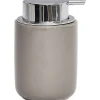 Accessoires De Salle De Bain|* Distributeur A Savon Dolomite Rond Pompe Chrome Taupe