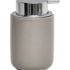 Accessoires De Salle De Bain|* Distributeur A Savon Dolomite Rond Pompe Chrome Taupe