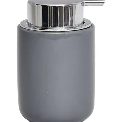 Accessoires De Salle De Bain|* Distributeur A Savon Dolomite Rond Pompe Chrome Gris