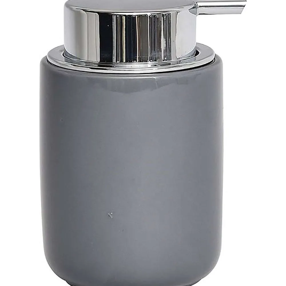 Accessoires De Salle De Bain|* Distributeur A Savon Dolomite Rond Pompe Chrome Gris