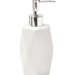Accessoires De Salle De Bain|* Distributeur A Savon Gres Forme Losange Blanc