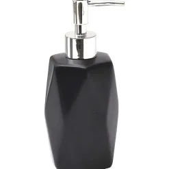 Accessoires De Salle De Bain|* Distributeur A Savon Gres Forme Losange Noir
