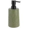 Accessoires De Salle De Bain|* Distributeur A Savon Gres Rond Décor Feuille 430Ml Kaki