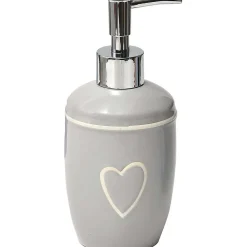 Accessoires De Salle De Bain|* Distributeur A Savon Gres Coeur Gris Clair