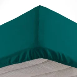 maxibazar Drap Housse 1 Personne 90X190Cm Uni Lina Petrole- Draps Housse