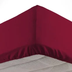 maxibazar Drap Housse 1 Personne 90X190Cm Uni Lina Bourgogne- Draps Housse