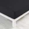 maxibazar Drap Housse 1 Personne 90X190Cm Jersey Uni Charbon- Draps Housse