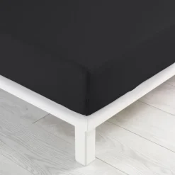 maxibazar Drap Housse 1 Personne 90X190Cm Jersey Uni Charbon- Draps Housse