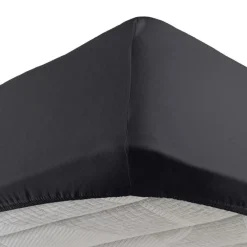 maxibazar Drap Housse 1 Personne 90X190Cm Jersey Uni Charbon- Draps Housse