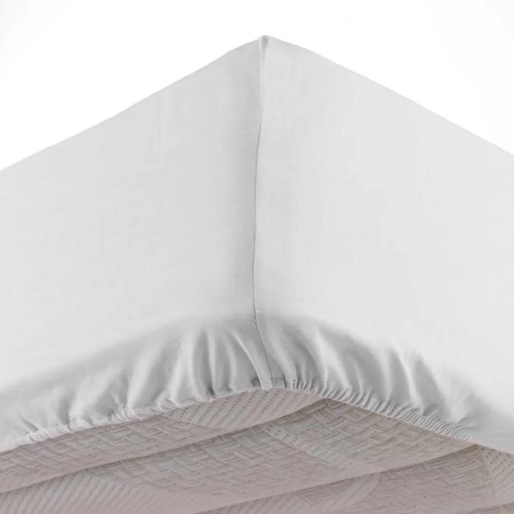 maxibazar Drap Housse 1 Personne 90X190Cm Lina Blanche- Draps Housse