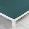 maxibazar Drap Housse 160X200Cm Coton Lave 57 Fils Linette Petrole- Draps Housse
