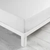 maxibazar Drap Housse 160X200Cm Coton Lave 57 Fils Linette Blanc- Draps Housse