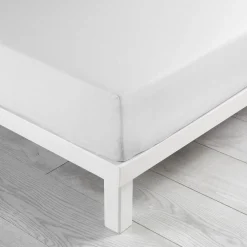 maxibazar Drap Housse 160X200Cm Coton Lave 57 Fils Linette Blanc- Draps Housse