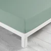 maxibazar Drap Housse 160X200Cm Coton Lave 57 Fils Linette Sauge- Draps Housse