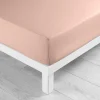 maxibazar Drap Housse 140X190Cm Uni 57 Fils Lina Rose- Draps Housse
