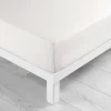 maxibazar Drap Housse 140X190Cm Uni 57 Fils Lina Blanc- Draps Housse