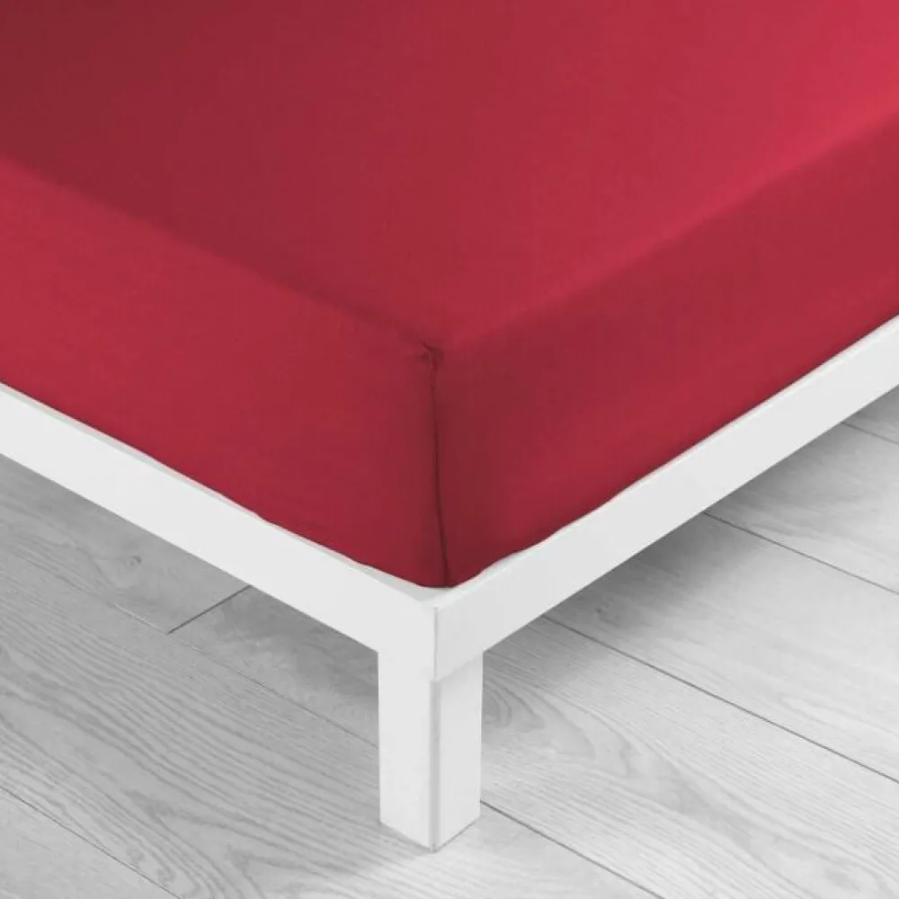 maxibazar Drap Housse 140X190Cm Uni 57 Fils Lina Marsala- Draps Housse