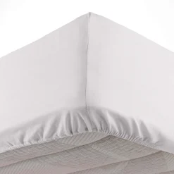 maxibazar Drap Housse 140X190Cm Uni Oscar Blanc- Draps Housse