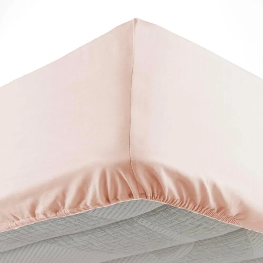 maxibazar Drap Housse 140X190Cm Uni Oscar Nude- Draps Housse