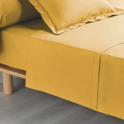 maxibazar Drap Plat 2 Pers 240 X 300 Cm Percale Uni 78 Fils Miel- Draps Plat