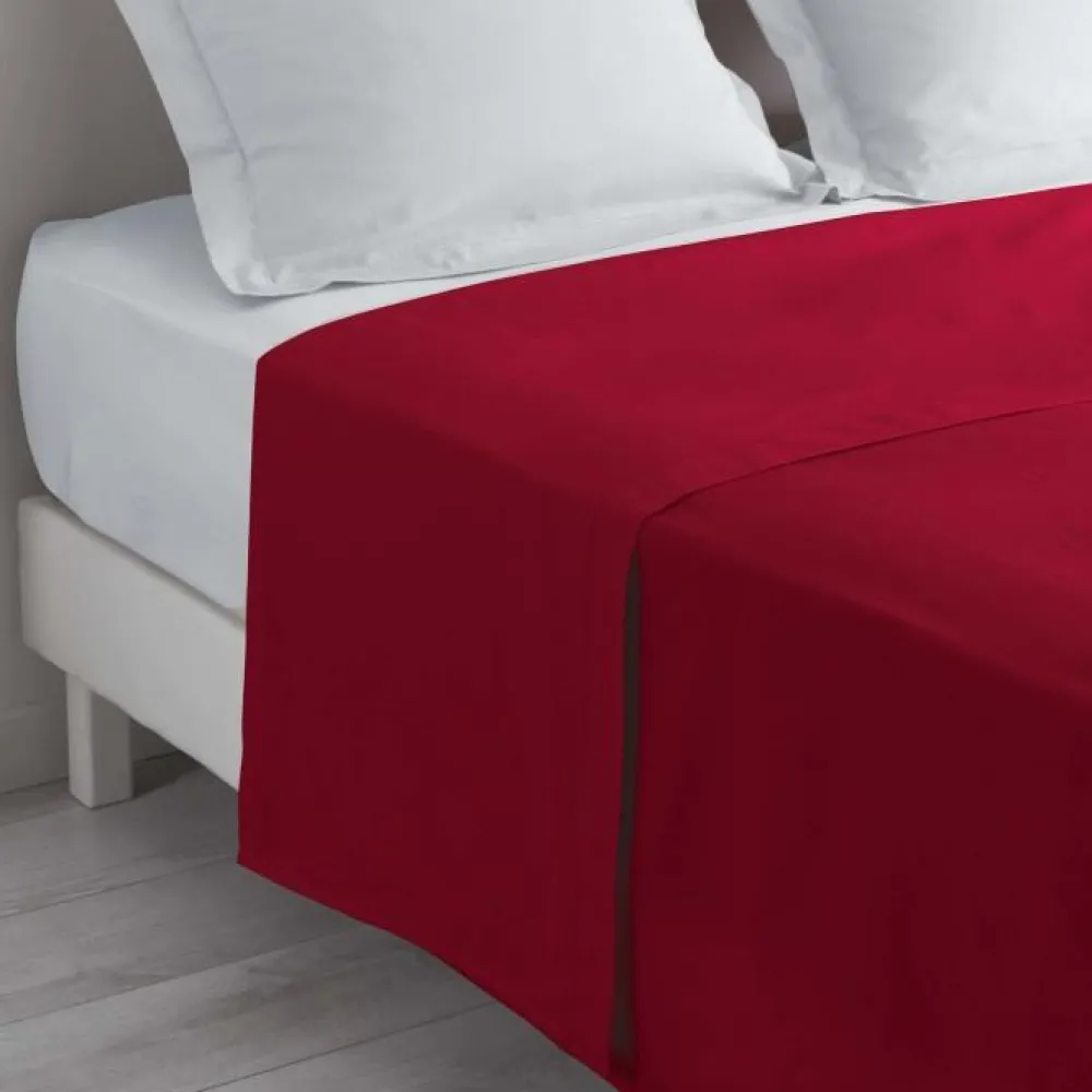 maxibazar Drap Plat 1 Personne 180X290Cm Lina Coquelicot- Draps Plat