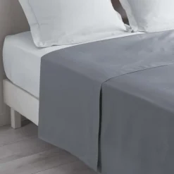 maxibazar Drap Plat 1 Personne 180X290Cm Lina Gris Souris- Draps Plat