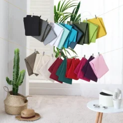 maxibazar Drap Plat 1 Personne 180X290Cm Uni Lina Kaki- Draps Plat