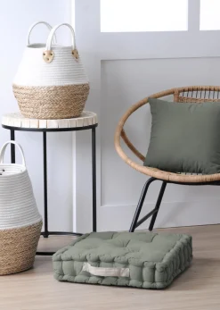 maxibazar Duo Coussin 45X45X10 Kaki Lin- Matelas Et Coussins De Sol