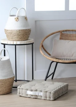 maxibazar Duo Coussin 45X45X10 Lin Ecru- Matelas Et Coussins De Sol