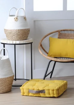 maxibazar Duo Coussin 45X45X10 Moutard Taupe- Matelas Et Coussins De Sol