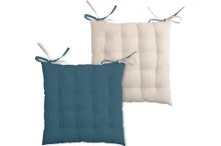 maxibazar Duo Galette 16Pts 40X40 Petrole Lin- Galettes De Chaise