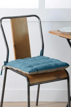 maxibazar Duo Galette 16Pts 40X40 Petrole Lin- Galettes De Chaise