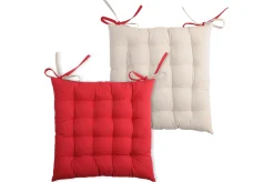 maxibazar Duo Galette 16Pts 40X40 Rouge Lin- Galettes De Chaise