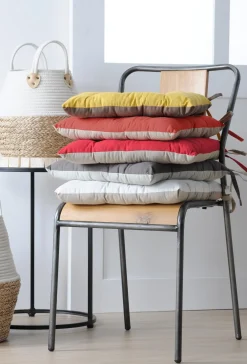 maxibazar Duo Galette 16Pts 40X40 Rouge Lin- Galettes De Chaise