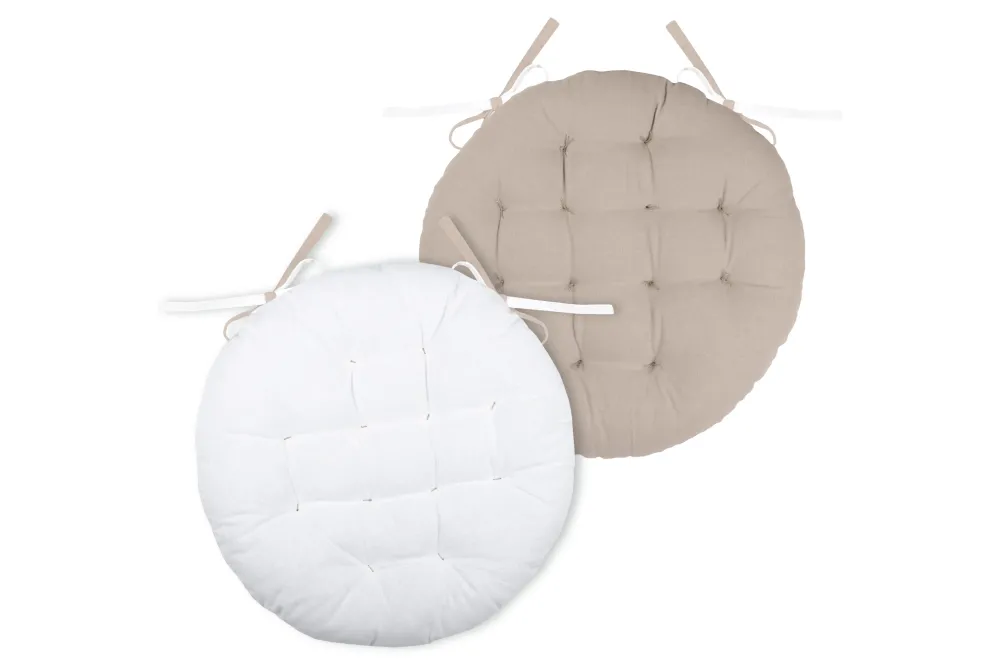 maxibazar Duo Galette Ronde 38Cm Ecru Lin- Galettes De Chaise