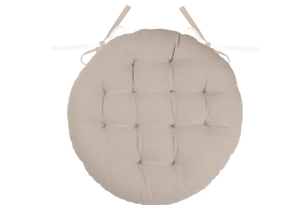 maxibazar Duo Galette Ronde 38Cm Ecru Lin- Galettes De Chaise