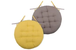 maxibazar Duo Galette Ronde 38Cm Moutarde Taupe- Galettes De Chaise