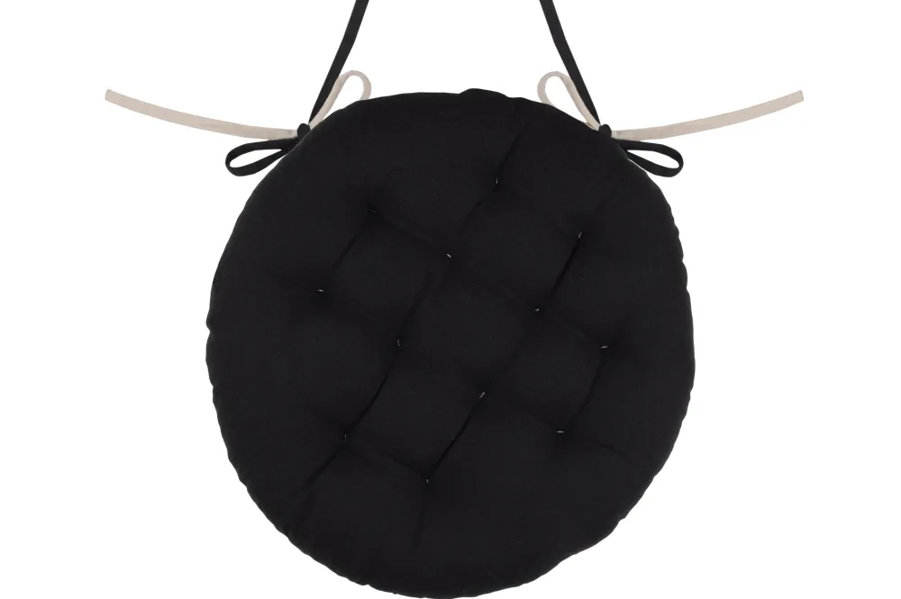 maxibazar Duo Galette Ronde 38Cm Noir Lin- Galettes De Chaise