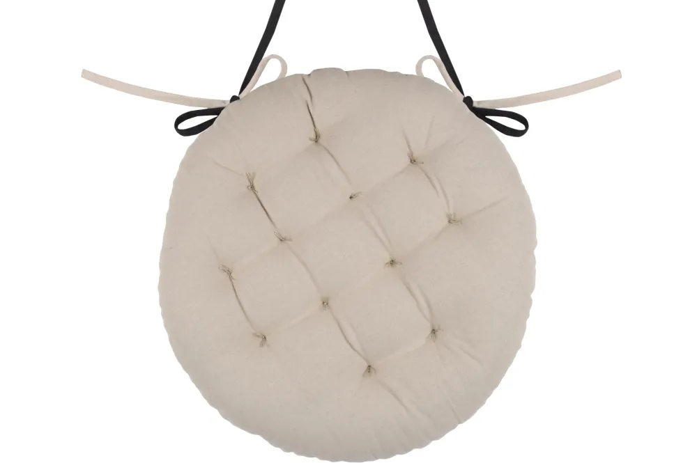 maxibazar Duo Galette Ronde 38Cm Noir Lin- Galettes De Chaise