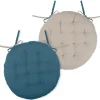 maxibazar Duo Galette Ronde 38Cm Petrole Lin- Galettes De Chaise