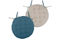 maxibazar Duo Galette Ronde 38Cm Petrole Lin- Galettes De Chaise